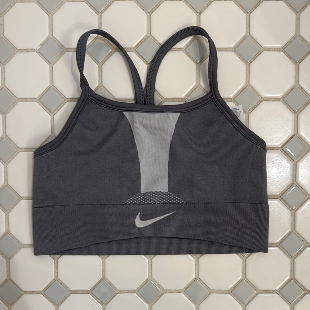 Girls Nike Charcoal and Light Gray Sports Bra